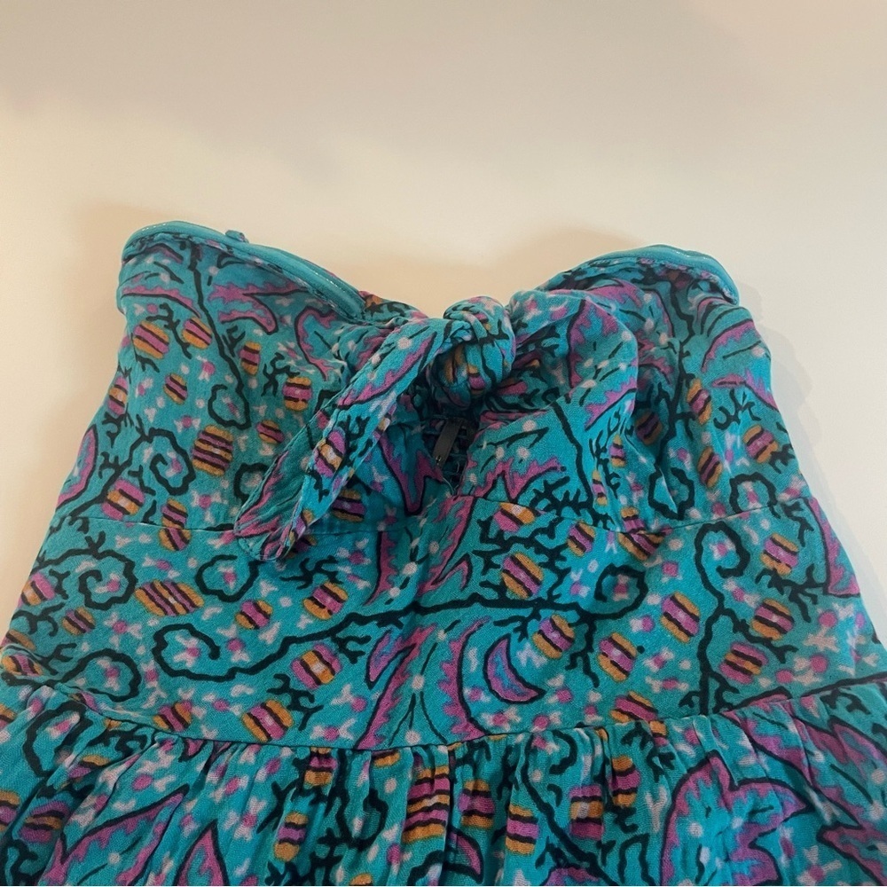 New! Anthropologie The Nixie Blue Floral Strapless Shorts Romper 27023 - Picture 7 of 9